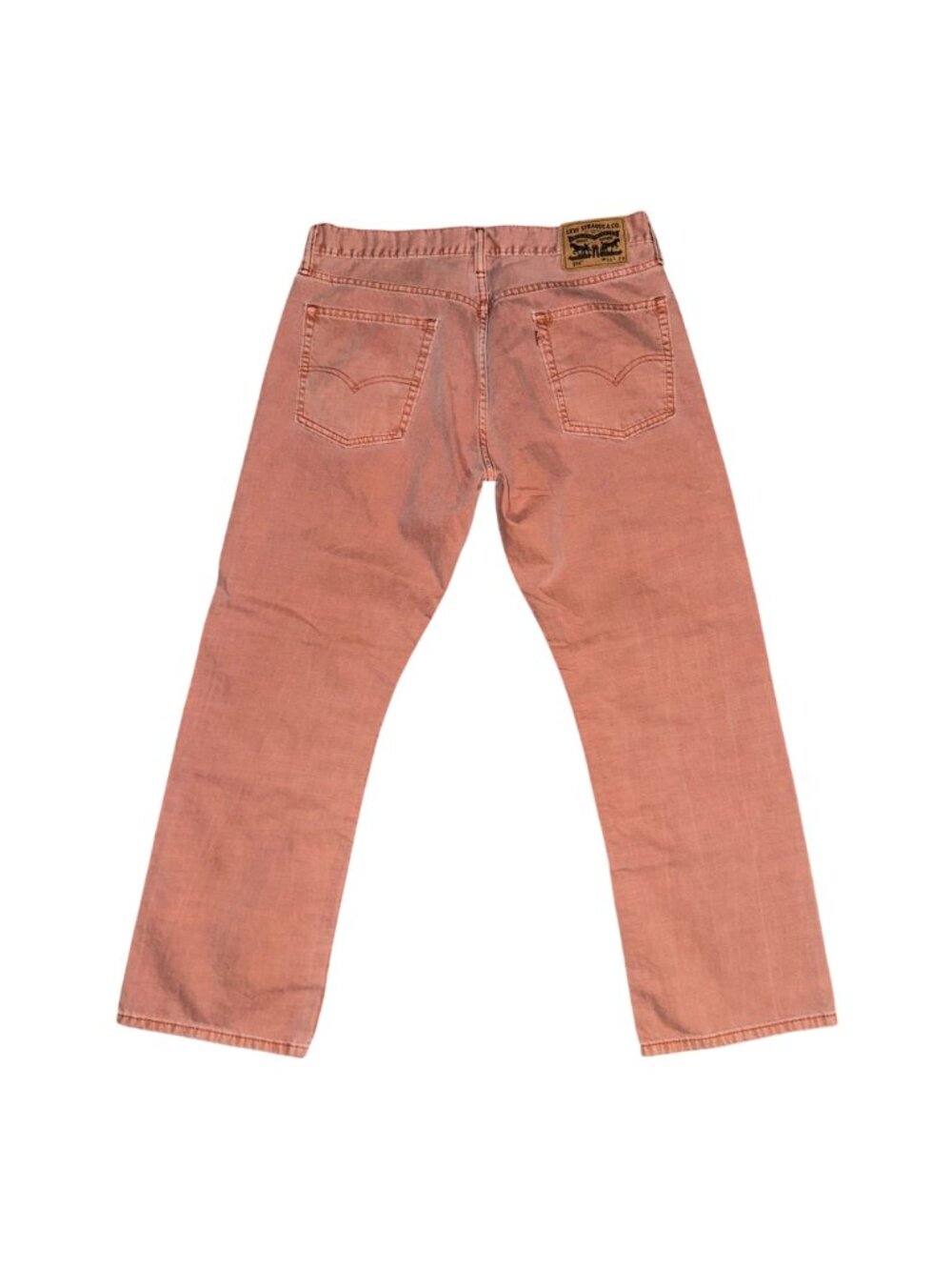 Levis 514 Straight Leg Jeans Mens 36 28 Salmon Pink Stitched Pockets Logo - Picture 5 of 8